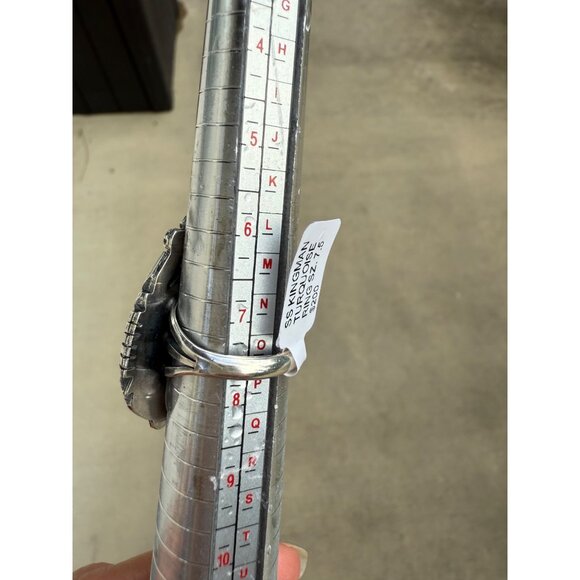 Navajo KL Sterling Silver Kingman Turquoise Cluster Statement Ring 7.5 signed - Picture 4 of 16